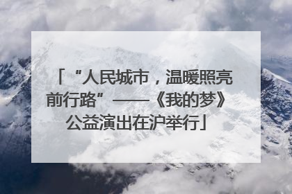 “人民城市，温暖照亮前行路”——《我的梦》公益演出在沪举行