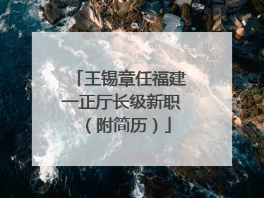 王锡章任福建一正厅长级新职（附简历）