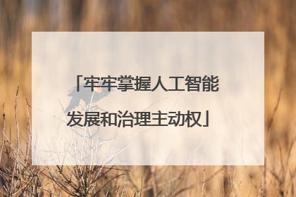牢牢掌握人工智能发展和治理主动权