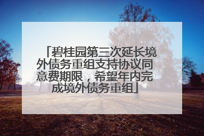 碧桂园第三次延长境外债务重组支持协议同意费期限，希望年内完成境外债务重组