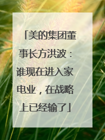 美的集团董事长方洪波：谁现在进入家电业，在战略上已经输了