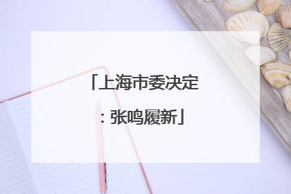 上海市委决定：张鸣履新