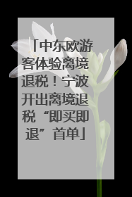 中东欧游客体验离境退税！宁波开出离境退税“即买即退”首单