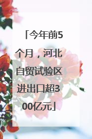 今年前5个月，河北自贸试验区进出口超300亿元