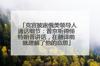 克宫披露俄美领导人通话细节：普京听得懂特朗普讲话，在翻译前就理解了他的意思