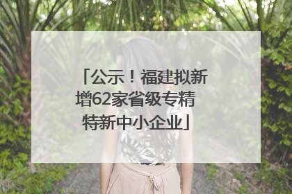 公示！福建拟新增62家省级专精特新中小企业