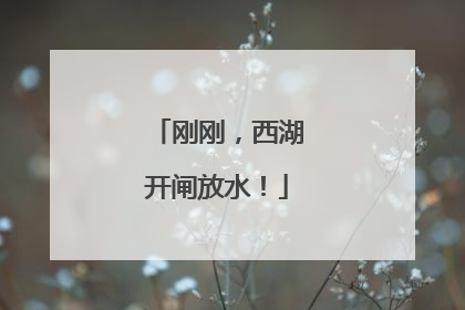 刚刚，西湖开闸放水！