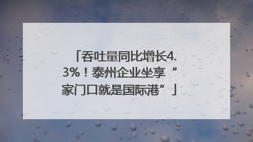 吞吐量同比增长4.3%！泰州企业坐享“家门口就是国际港”