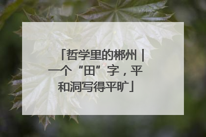 哲学里的郴州｜一个“田”字，平和洞写得平旷