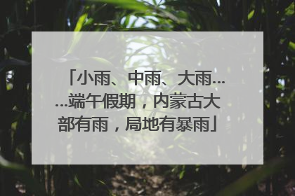 小雨、中雨、大雨……端午假期，内蒙古大部有雨，局地有暴雨