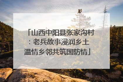 山西中阳县张家沟村：老兵故事浸润乡土 温情乡邻共筑国防情