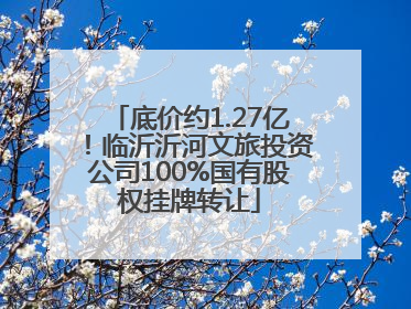 底价约1.27亿！临沂沂河文旅投资公司100%国有股权挂牌转让