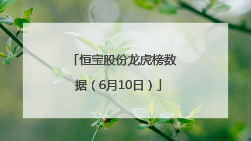 恒宝股份龙虎榜数据（6月10日）