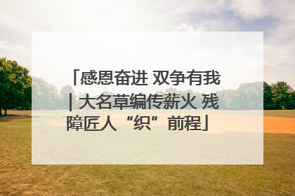 感恩奋进 双争有我｜大名草编传薪火 残障匠人“织”前程