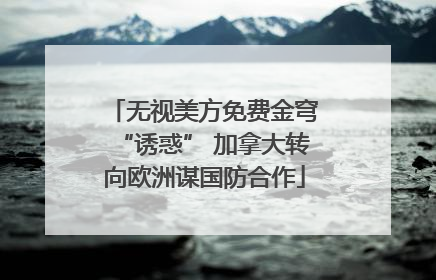 无视美方免费金穹“诱惑” 加拿大转向欧洲谋国防合作