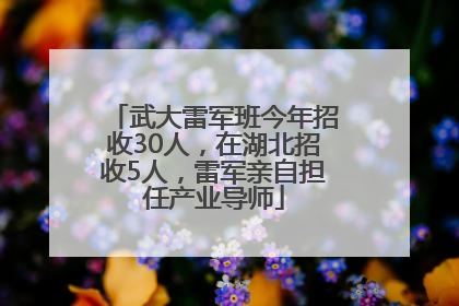 武大雷军班今年招收30人，在湖北招收5人，雷军亲自担任产业导师