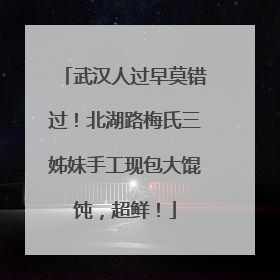 武汉人过早莫错过！北湖路梅氏三姊妹手工现包大馄饨，超鲜！
