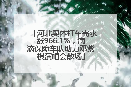 河北奥体打车需求涨966.1%，滴滴保障车队助力邓紫棋演唱会散场