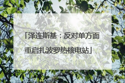 泽连斯基：反对单方面重启扎波罗热核电站