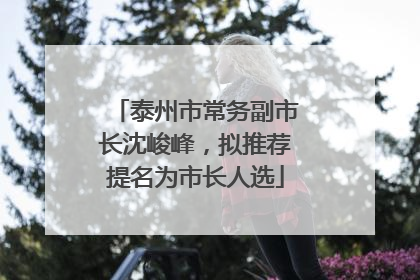 泰州市常务副市长沈峻峰，拟推荐提名为市长人选