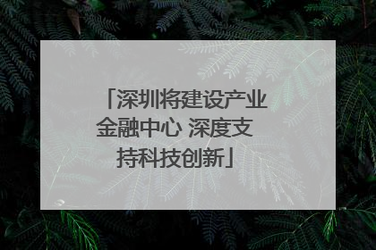 深圳将建设产业金融中心 深度支持科技创新