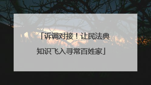 诉调对接！让民法典知识飞入寻常百姓家