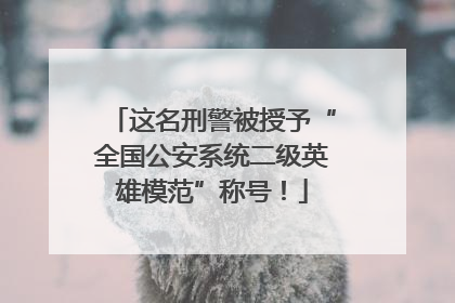 这名刑警被授予“全国公安系统二级英雄模范”称号！