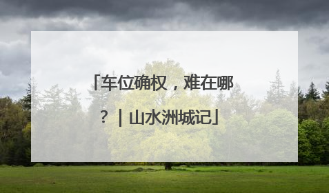 车位确权，难在哪？｜山水洲城记