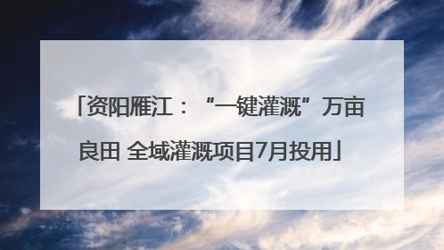 资阳雁江：“一键灌溉”万亩良田 全域灌溉项目7月投用
