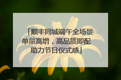 顺丰同城端午全场景单量高增，高品质即配助力节日仪式感