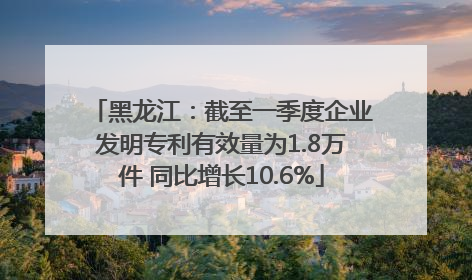 黑龙江：截至一季度企业发明专利有效量为1.8万件 同比增长10.6%