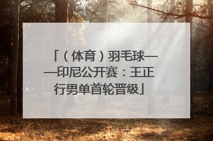 （体育）羽毛球——印尼公开赛：王正行男单首轮晋级