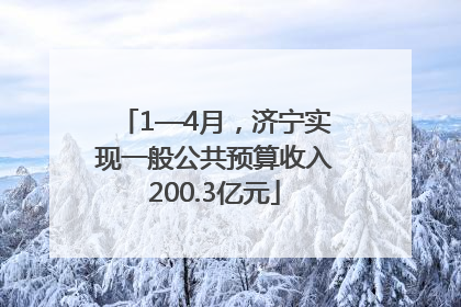 1—4月，济宁实现一般公共预算收入200.3亿元