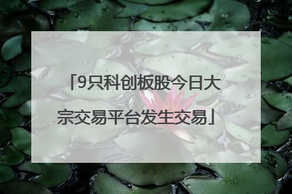 9只科创板股今日大宗交易平台发生交易
